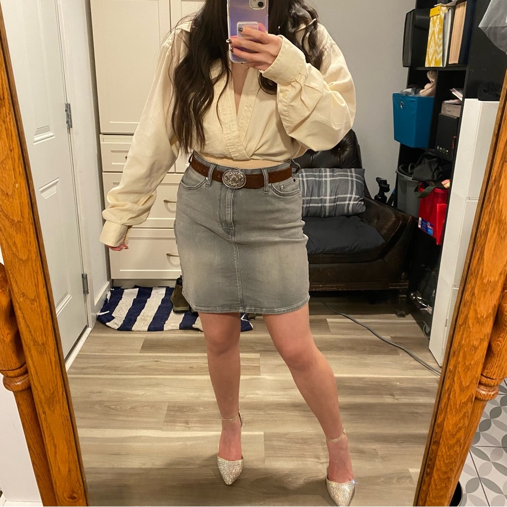 CALVIN KLEIN Grey Denim Skirt